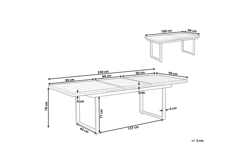 Koaldal Spisebord 90x180 cm - Svart - Hagemøbler - Hagebord - Spisebord ute