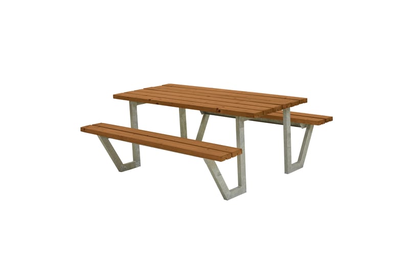 PLUS Wega Benkesett 177 cm Grunnmalt Teak - Hagemøbler - Hagebord - Piknikbord