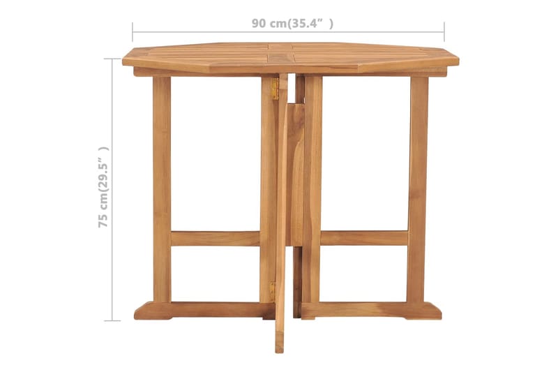 Sammenleggbart hagebord 90x90x75 cm heltre teak - Brun - Hagemøbler - Hagebord - Spisebord ute