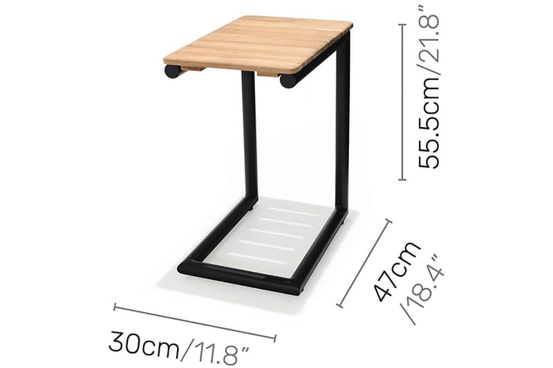 Portals Sidebord 47 cm - Svart/Tre - Sidebord - Hagemøbler barn - Balkongbord