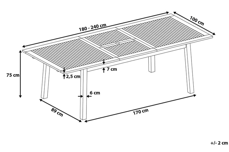 Cesana Bord 240 cm - Tre / Natur - Hagemøbler - Hagebord - Spisebord ute