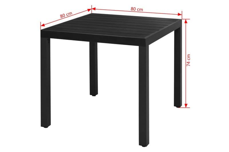 Hagebord svart 80x80x74 cm aluminium og WPC - Svart - Hagemøbler - Hagebord - Spisebord ute