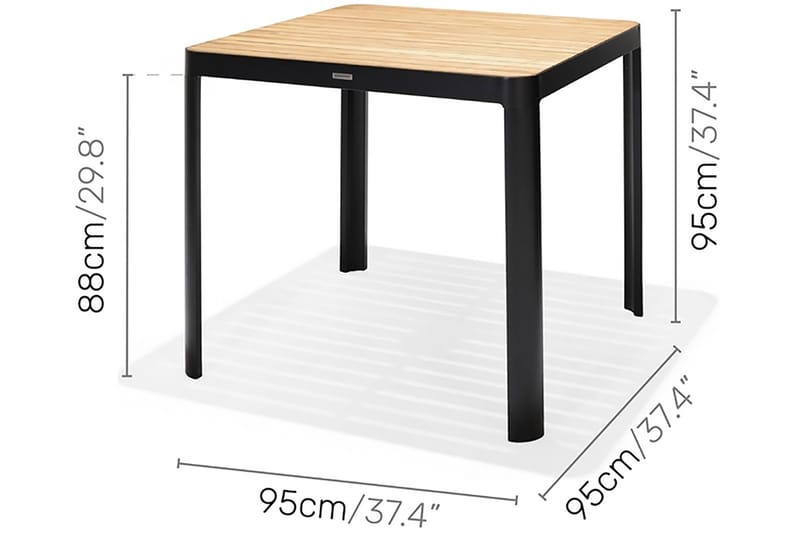 Portals bord 95 cm - Svart/Tre - Spisebord ute - Hagemøbler barn