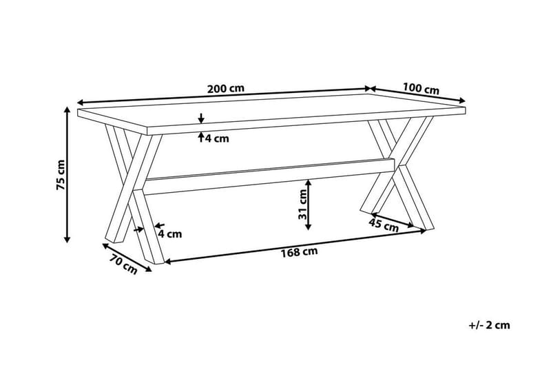 Terranoa Spisebord 200 cm - Grå/Akacia - Hagemøbler - Hagebord - Spisebord ute