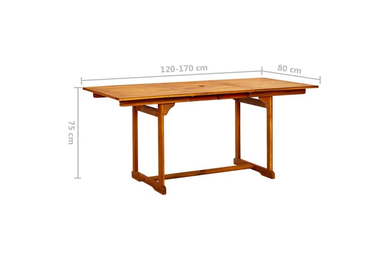 Utendørs spisebord (120-170)x80x75 cm heltre akasie - Brun - Hagemøbler - Hagebord - Spisebord ute