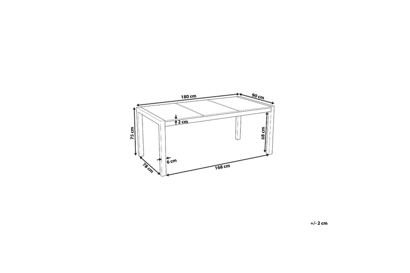 Zervo Spisebord 180x90 cm - Hvit/Sølv - Hagemøbler - Hagebord - Spisebord ute