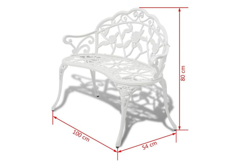 Hagebenk 100 cm støpt aluminium hvit - Hvit - Hagemøbler - Utesofa - Benker