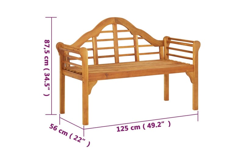 Hagebenk 125 cm heltre akasie - Brun - Hagemøbler - Utesofa - Benker