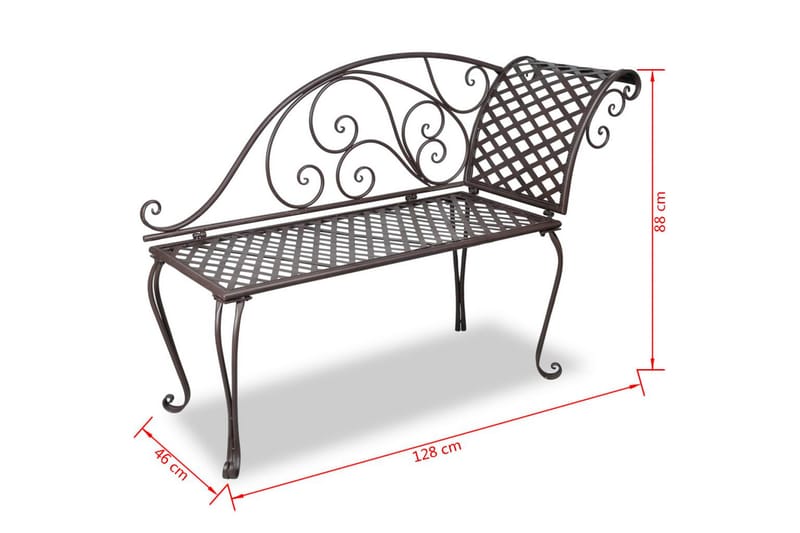 Hagesjeselong 128 cm stål antikk brun - Brun - Hagemøbler - Utesofa - Benker