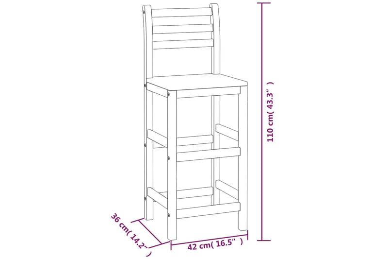 beBasic Barstoler 8 stk heltre akasie - Brun - Hagemøbler - Stoler & Lenestoler - Barstol