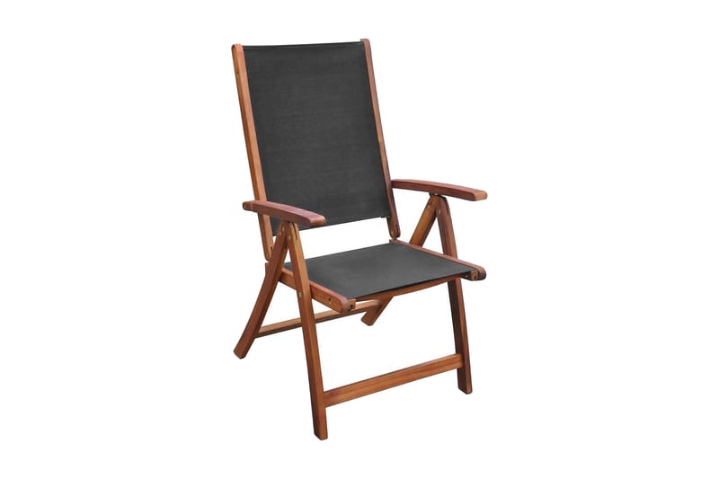 Sammenleggbare stoler 2 stk akasie og textilene - Akasie/Svart - Posisjonsstol