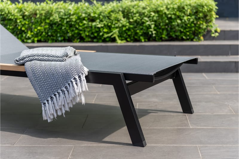 Panama Solstol 176x72 cm Svart - Lifestyle Garden - Solseng & solvogner