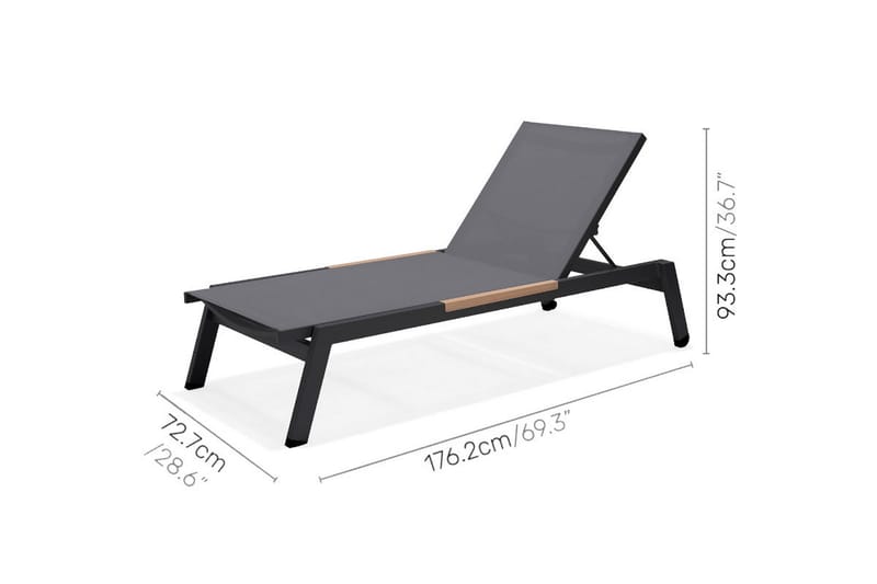 Panama Solstol 176x72 cm Svart - Lifestyle Garden - Solseng & solvogner