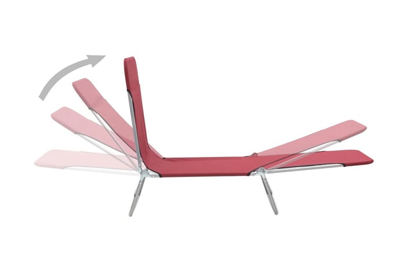 Sammenleggbare solsenger 2 stk stål og stoff rød - Rød - Hagemøbler - Stoler & Lenestoler - Solseng & solvogner