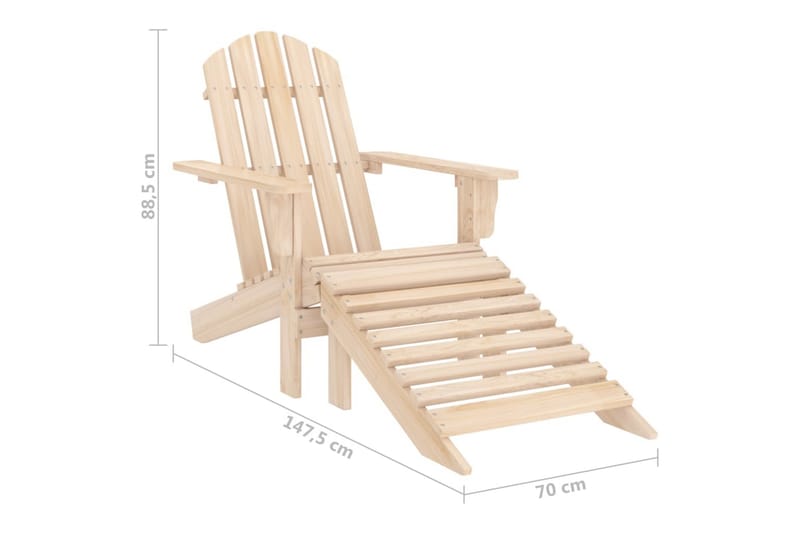 Adirondack hagestol med ottoman heltre gran - Hagemøbler - Stoler & Lenestoler - Solstoler - Dekkstol