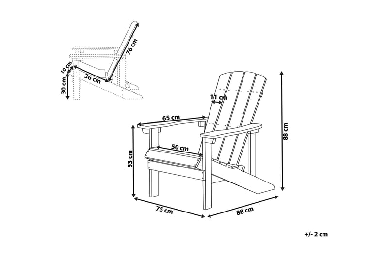 Adirondack Solstol 88 | 75 | 88 cm - Blå - Hagemøbler - Stoler & Lenestoler - Solstoler - Dekkstol