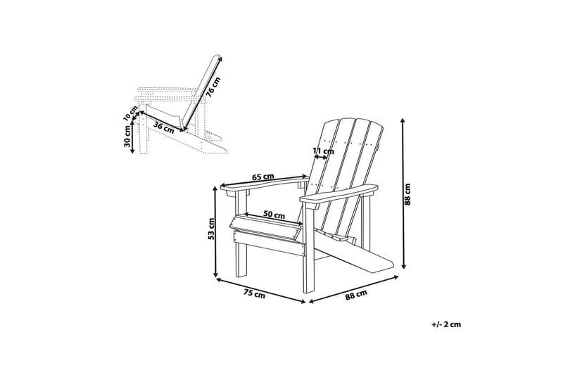 Adirondack Solstol 88 | 75 | 88 cm - Grå - Hagemøbler - Stoler & Lenestoler - Solstoler - Dekkstol