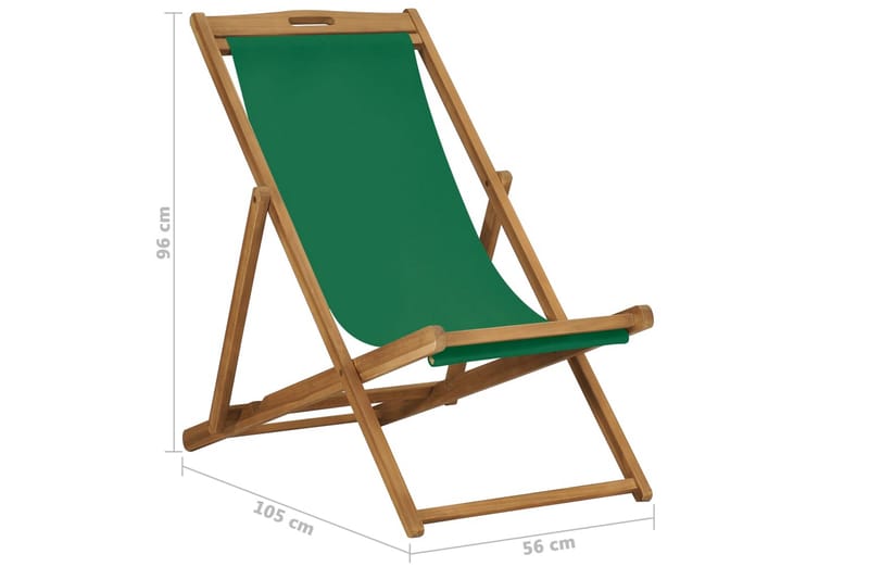 Sammenleggbar strandstol heltre teak grønn - Grønn - Hagemøbler - Stoler & Lenestoler - Solstoler - Strandstol