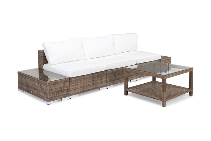 Bahamas Loungegruppe 3 Pers 1 Bord 75x75 - 2 Avslutninger Sand - Hage - Utemiljø - Veranda & terrasse - Verandamøbler