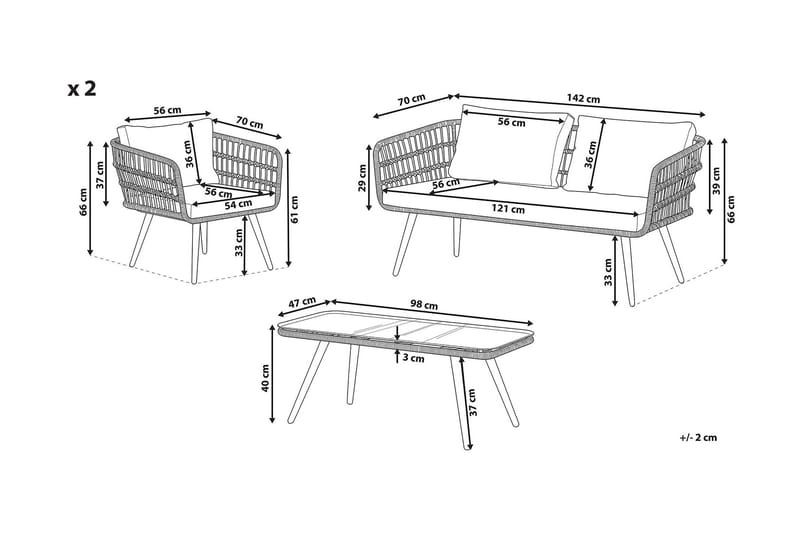 Cervatto 4-seter Loungegruppe - Natur/Beige/Kunstrotting - Hagemøbler - Loungemøbler - Loungesett