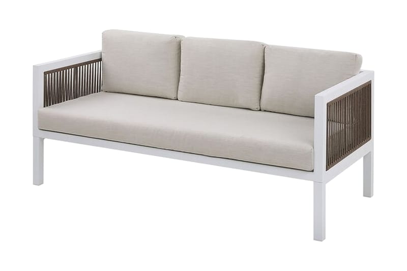 Columbero Loungegruppe 5-seter - Hvit / Brun - Verandamøbler - Sofagruppe utendørs - Loungesett