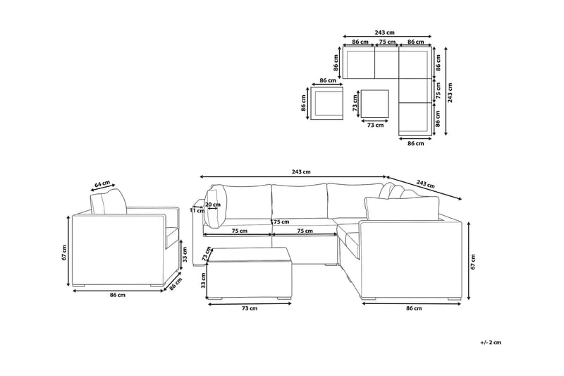 Contare Loungegruppe 240 cm - Brun - Hagemøbler - Loungemøbler - Loungesett