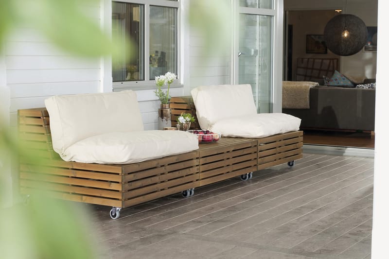 Hillerstorp Bara Vara Loungestol 2-pack + 1 Divan - Beige - Hage - Utemiljø - Veranda & terrasse - Verandamøbler