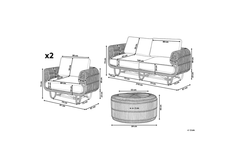 Loungegruppe 4-seters rotting DOLCEDO/LIMNI - Tre/natur - Hagemøbler - Loungemøbler - Loungesett