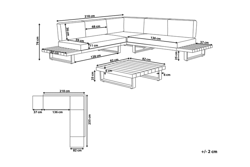 Mykonos Loungegruppe 256 cm - Tre / Natur - Hagemøbler - Loungemøbler - Loungesett