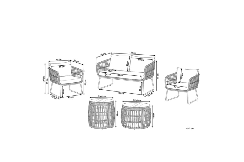 Pianillo 4-seter Loungegruppe - Beige/Kunstrotting - Hagemøbler - Loungemøbler - Loungesett