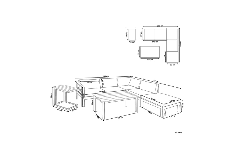 Tirrena 5-seter Loungegruppe - Svart/Grå - Hagemøbler - Loungemøbler - Loungesett