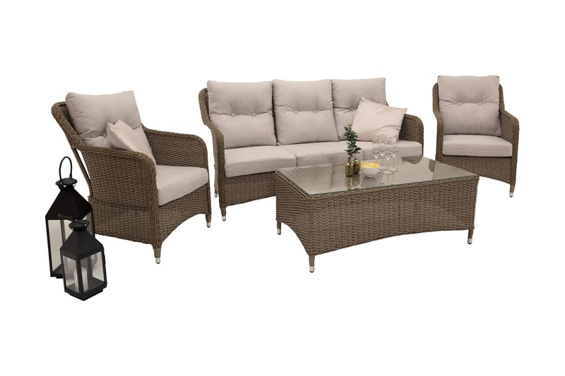 Vikelund Loungegruppe - Beige/Brun - Hagemøbler - Loungemøbler - Loungesett