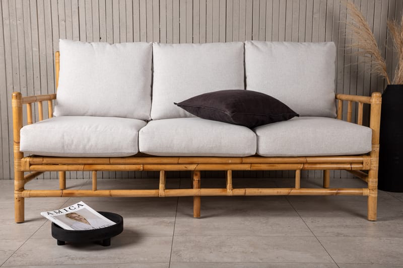 Cane Sofa 3-seters - Brun/Hvit - Hagemøbler - Loungemøbler - Lounge sofa