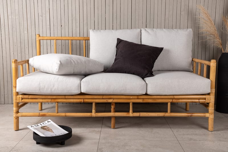 Cane Sofa 3-seters - Brun/Hvit - Hagemøbler - Loungemøbler - Lounge sofa