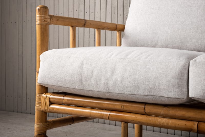 Cane Sofa 3-seters - Brun/Hvit - Hagemøbler - Loungemøbler - Lounge sofa