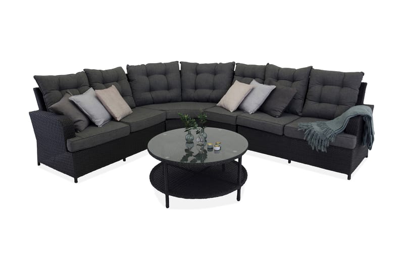 Valencia Loungegruppe Svart - Venture Home - Hagemøbler - Loungemøbler - Lounge sofa