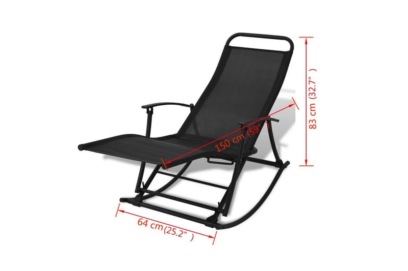 Gyngestol for hage stål og textilene svart - Svart - Hagemøbler - Loungemøbler - Loungestol ute