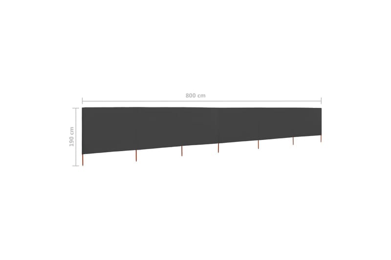 Vindskjerm 6 paneler stoff 800x160 cm antrasitt - Grå - Hagemøbler - Solbeskyttelse - Avskjerming & vindskjerm - Skjerm