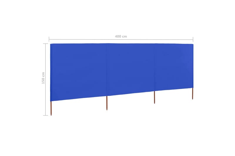 Vindskjermer 3 paneler stoff 400x120 cm asurblå - Blå - Hagemøbler - Solbeskyttelse - Avskjerming & vindskjerm - Skjerm