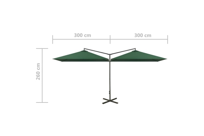 Dobbel parasoll med stålstolpe grønn 600x300 cm - Grønn - Hagemøbler - Solbeskyttelse - Parasoller