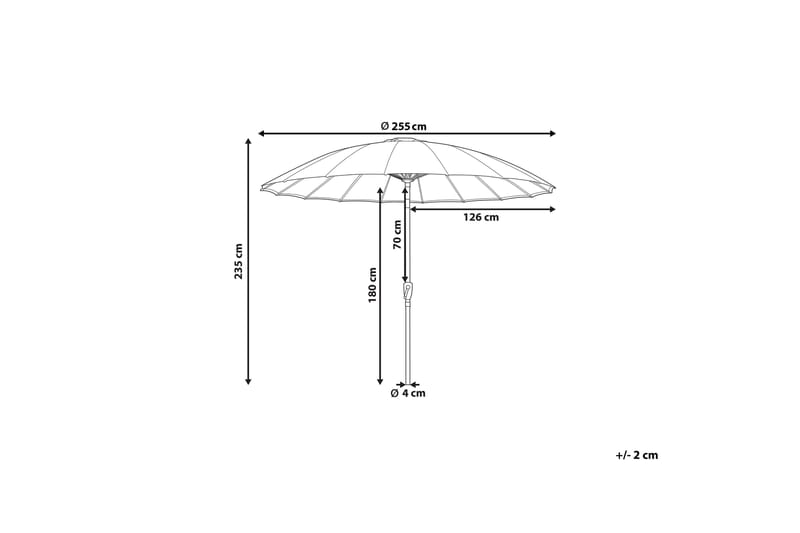 Faenza Parasol 255 cm - Rød Svart - Hagemøbler - Solbeskyttelse - Parasoller