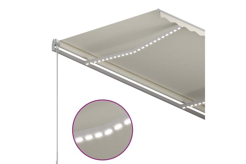 Automatisk markise med LED og vindsensor 3,5x2,5 cm kremhvit - Hagemøbler - Solbeskyttelse - Markiser - Balkongmarkise