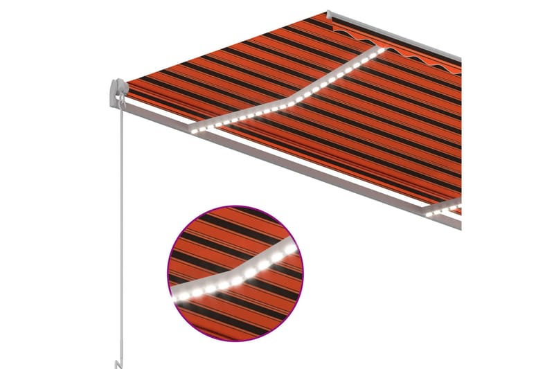 Automatisk markise med LED og vindsensor 3,5x2,5 m - Oransj - Hagemøbler - Solbeskyttelse - Markiser - Balkongmarkise