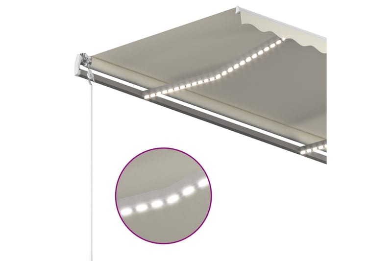 Automatisk markise med LED og vindsensor 300x250 cm kremhvit - Krem - Hagemøbler - Solbeskyttelse - Markiser - Balkongmarkise