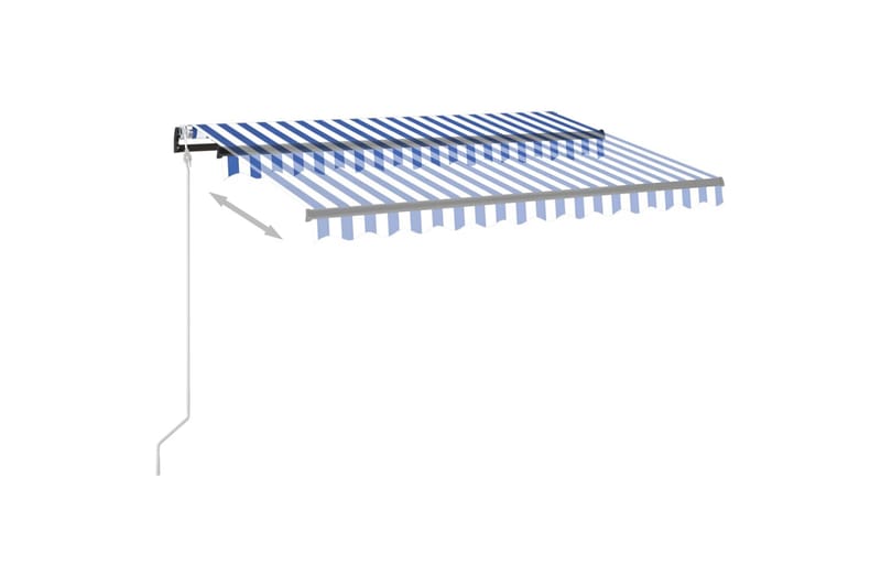 Automatisk markise med LED og vindsensor 350x250 cm blå og h - Blå - Hagemøbler - Solbeskyttelse - Markiser - Balkongmarkise