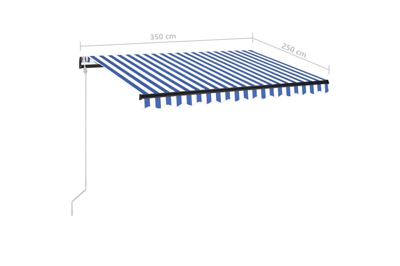 Automatisk markise med LED og vindsensor 350x250 cm blå og h - Blå - Hagemøbler - Solbeskyttelse - Markiser - Balkongmarkise