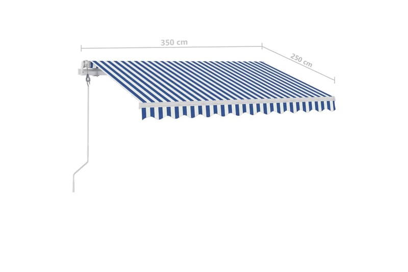 Automatisk markise med LED og vindsensor 350x250 cm - Blå - Hagemøbler - Solbeskyttelse - Markiser - Balkongmarkise