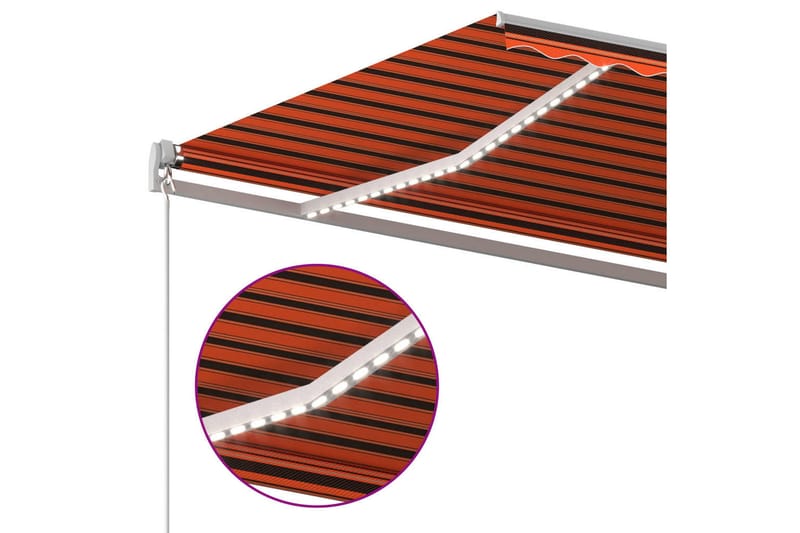 Automatisk markise med vindsensor og LED 4,5x3m - Oransj - Hagemøbler - Solbeskyttelse - Markiser - Balkongmarkise