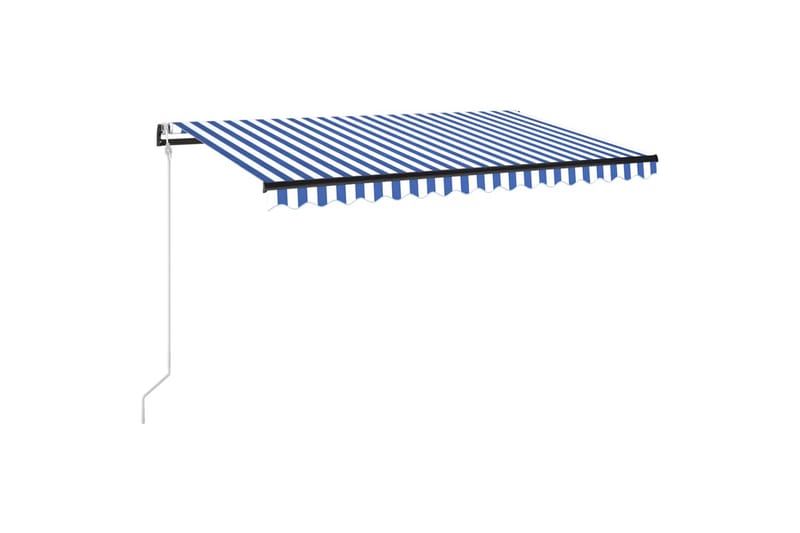 Automatisk markise med vindsensor og LED 450x300 cm blå og h - Blå - Hagemøbler - Solbeskyttelse - Markiser - Balkongmarkise