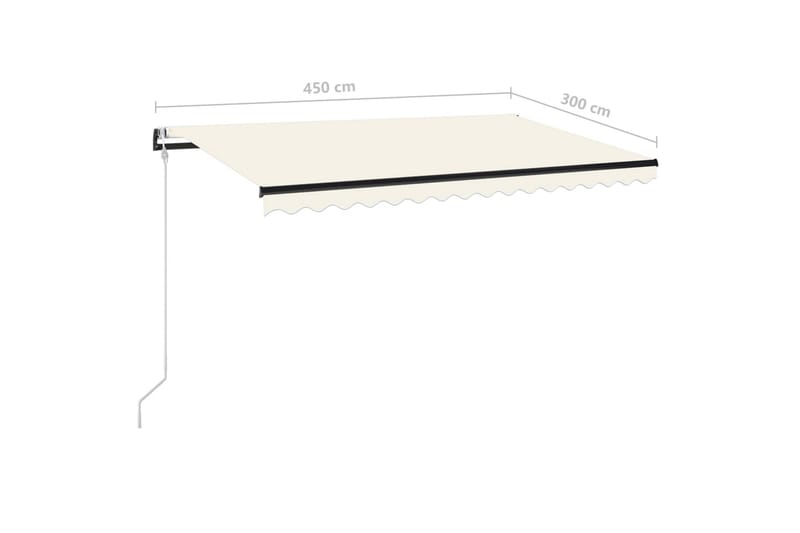 Automatisk markise med vindsensor og LED 450x300 cm kremhvit - Krem - Hagemøbler - Solbeskyttelse - Markiser - Balkongmarkise